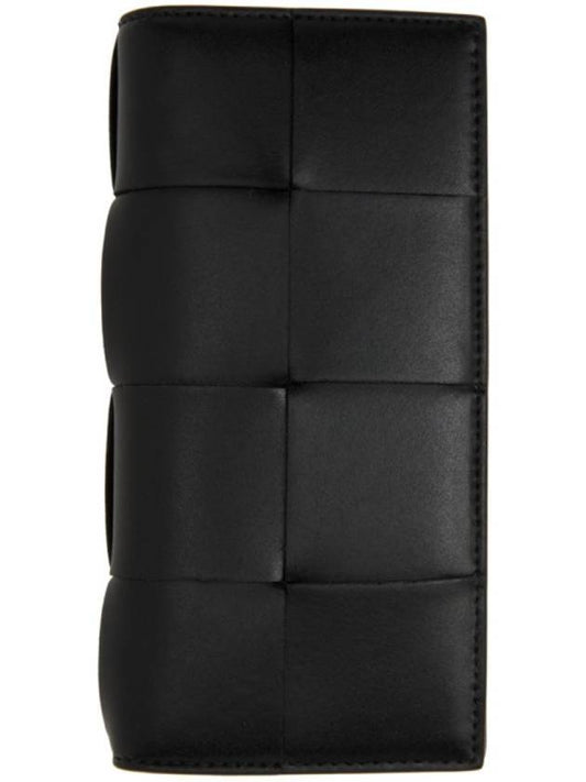 Bottega Veneta Intrecciato Vertical Long Wallet Black