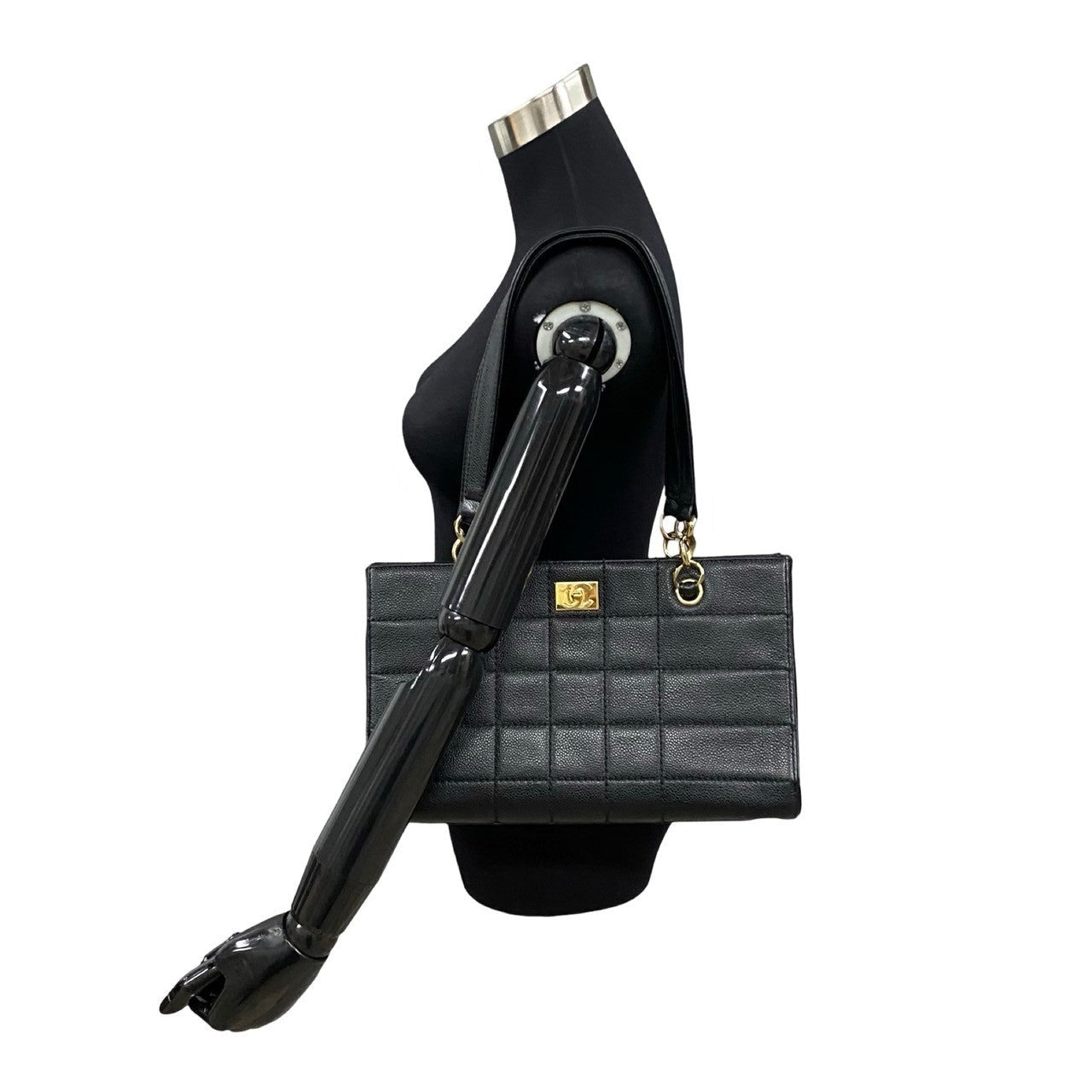 Chanel CC Caviar Chocolate Bar Shoulder Bag  Leather Tote Bag