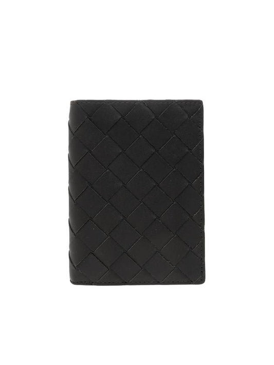Bottega Veneta Intrecciato Flap Half Wallet Dark Green