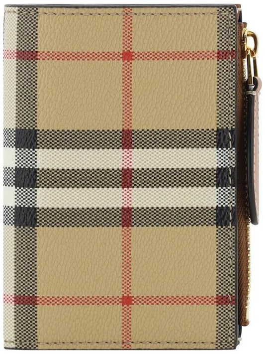 Burberry Vintage Check 2-Fold Half Wallet Beige
