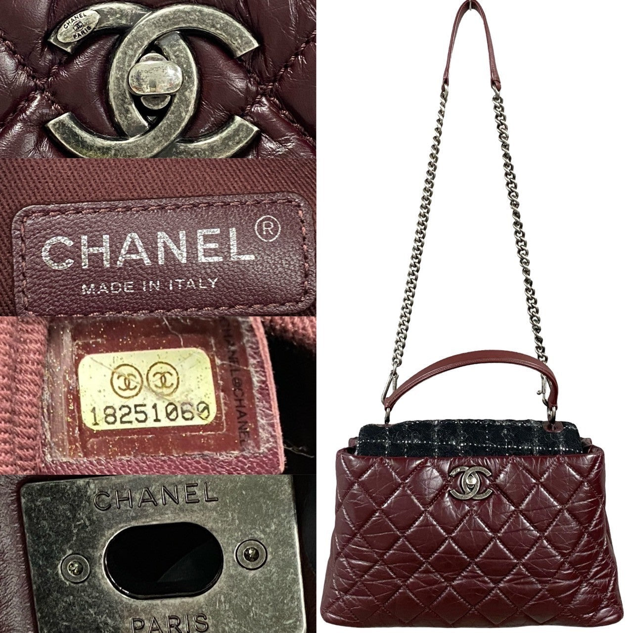 Chanel Tweed Portobello Top Handle Bag Canvas Crossbody Bag in Great Condition