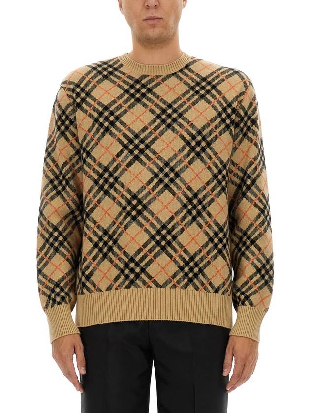 Burberry Check Cashmere Knit Top Sand