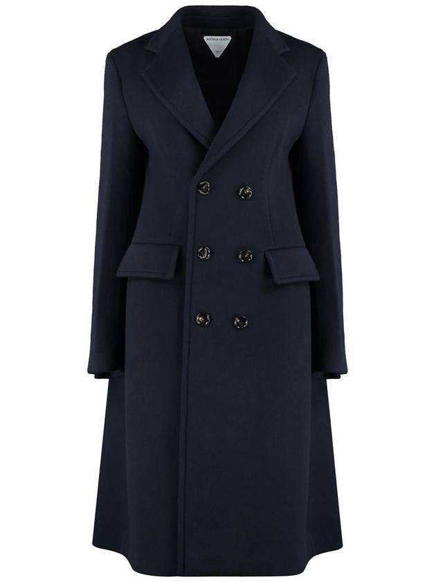 Bottega Veneta Women's Wool Cashmere Cape Double Coat Navy