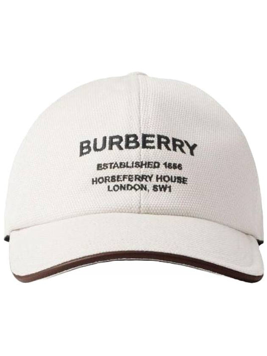 Burberry Horseferry Motif Cotton Canvas Ball Cap Ivory