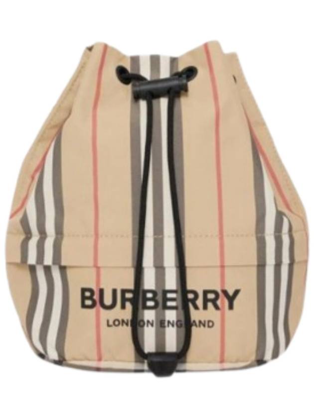 Burberry Icon Stripe Econyl Drawcord Bucket Bag Archive Beige