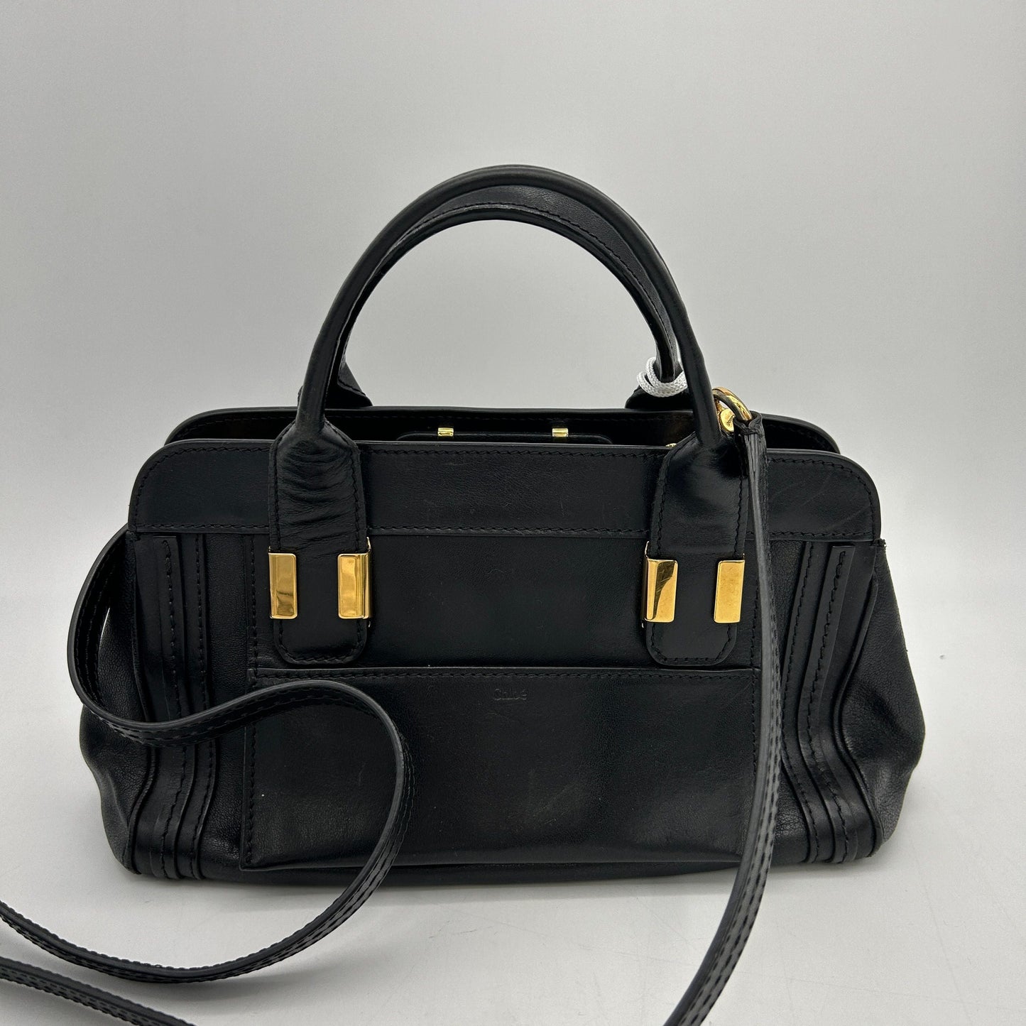 CHLOE Calfskin Goatskin Medium Alice Satchel Black LA6971