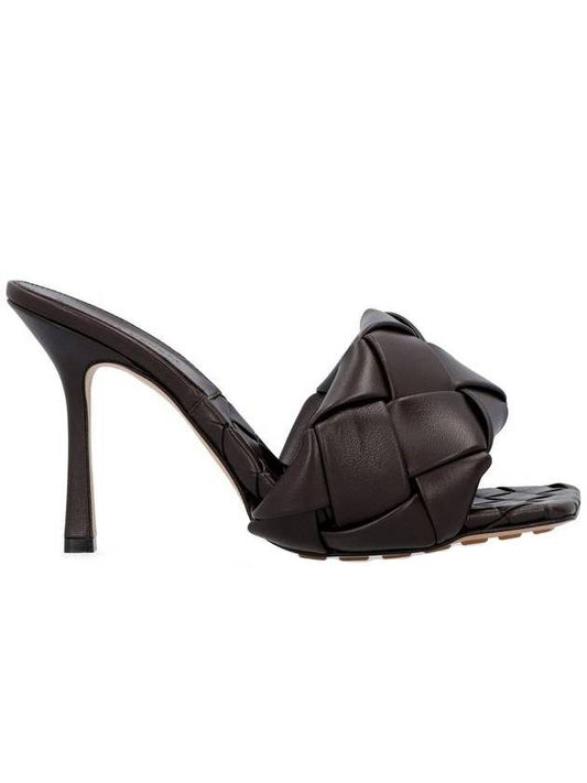 Bottega Veneta Lido Intrecciato Sandals Heel Dark Brown