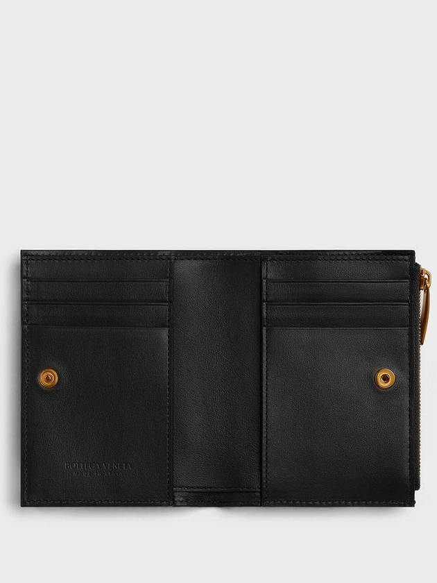 Bottega Veneta Intrecciato Small Leather Half Wallet Black
