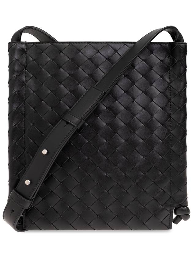 Bottega Veneta Intrecciato Flat Loop Small Cross Bag Black
