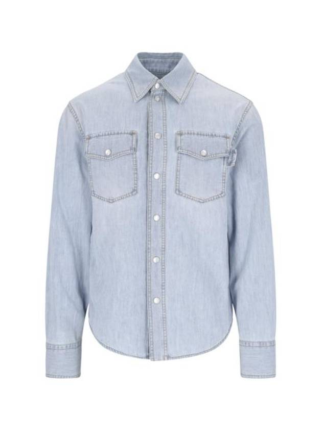 Bottega Veneta Bleached Denim Shirt Long Sleeve Shirt Light Blue