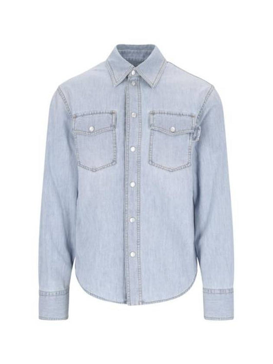 Bottega Veneta Bleached Denim Shirt Long Sleeve Shirt Light Blue