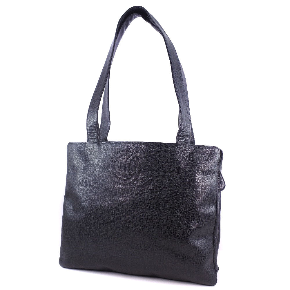 Chanel Black Caviar Skin Tote Shoulder Bag Leather Shoulder Bag 61868** in New Condition