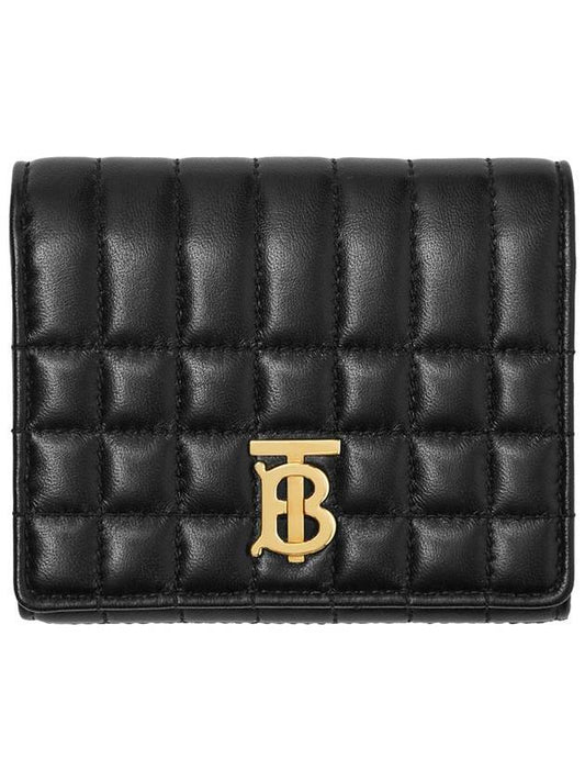 Burberry Lola Small Quilted Leather Folding Wallet Black Light Gold
