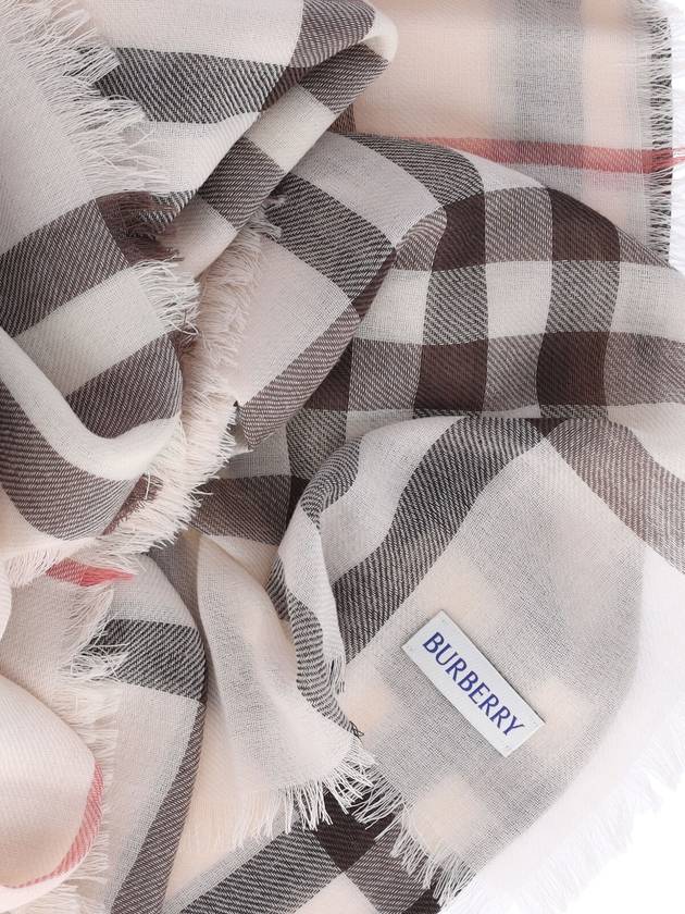Burberry Check Lightweight Wool Scarf Alabaster