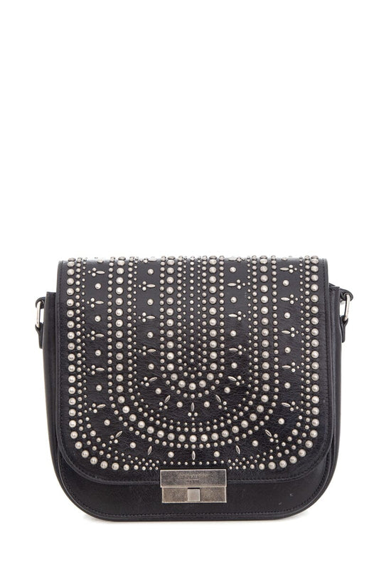 Saint Laurent Amalia  Black & Silver Studded Shiny Calfskin Handbag