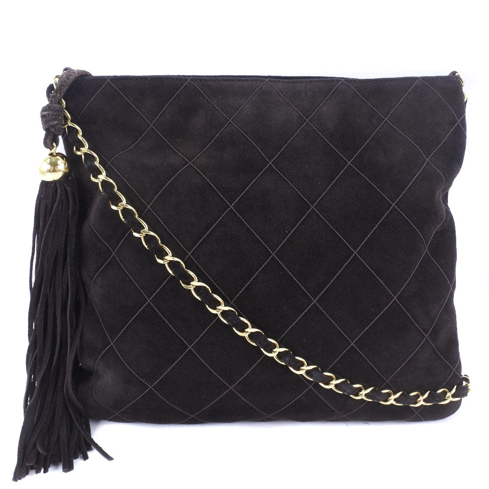 Chanel Quilted Suede Tassel Crossbody Bag Suede Crossbody Bag in New Condition