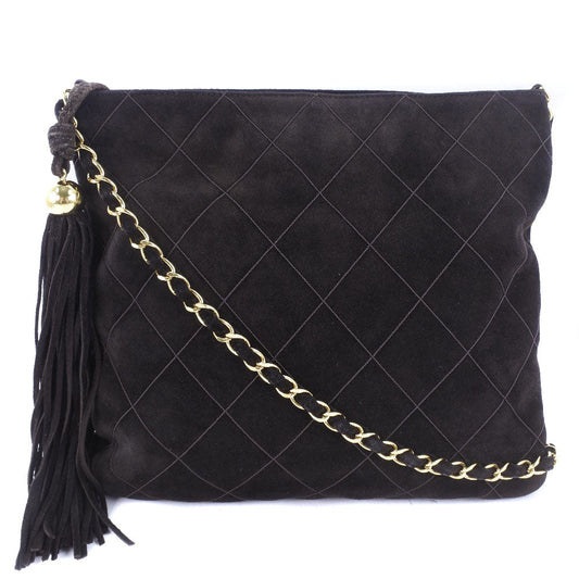 Chanel Quilted Suede Tassel Crossbody Bag Suede Crossbody Bag in New Condition