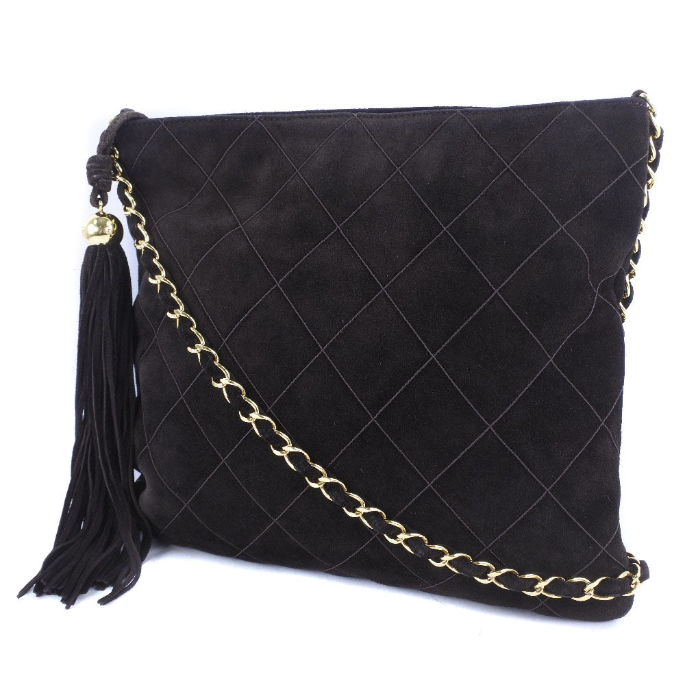 Chanel Quilted Suede Tassel Crossbody Bag Suede Crossbody Bag in New Condition
