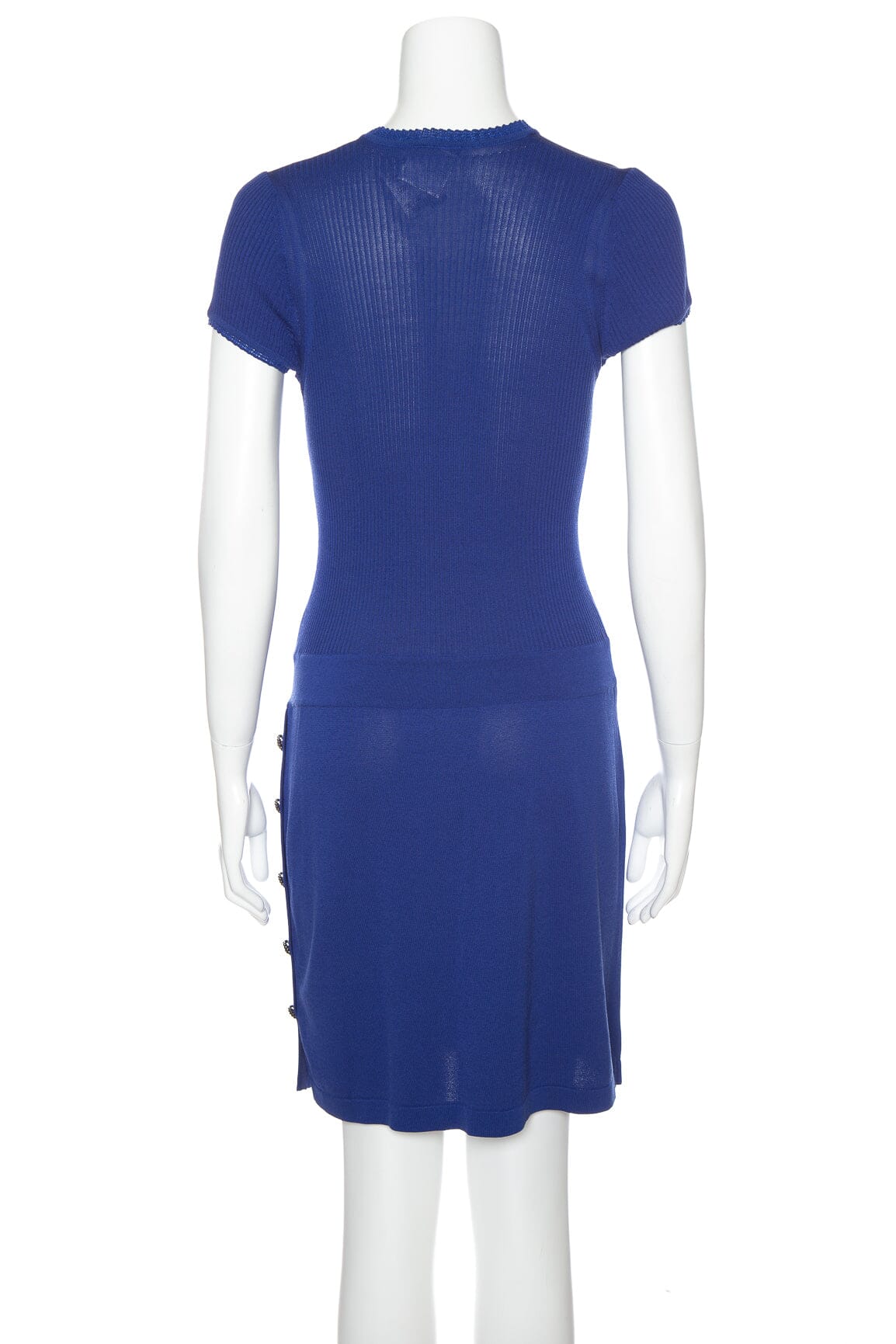 Chanel Cobalt Blue Logo Knit Dress SZ 40