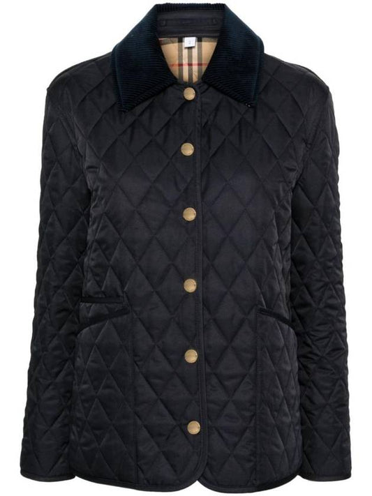 Burberry Corduroy Collar Quilted Jacket Navy