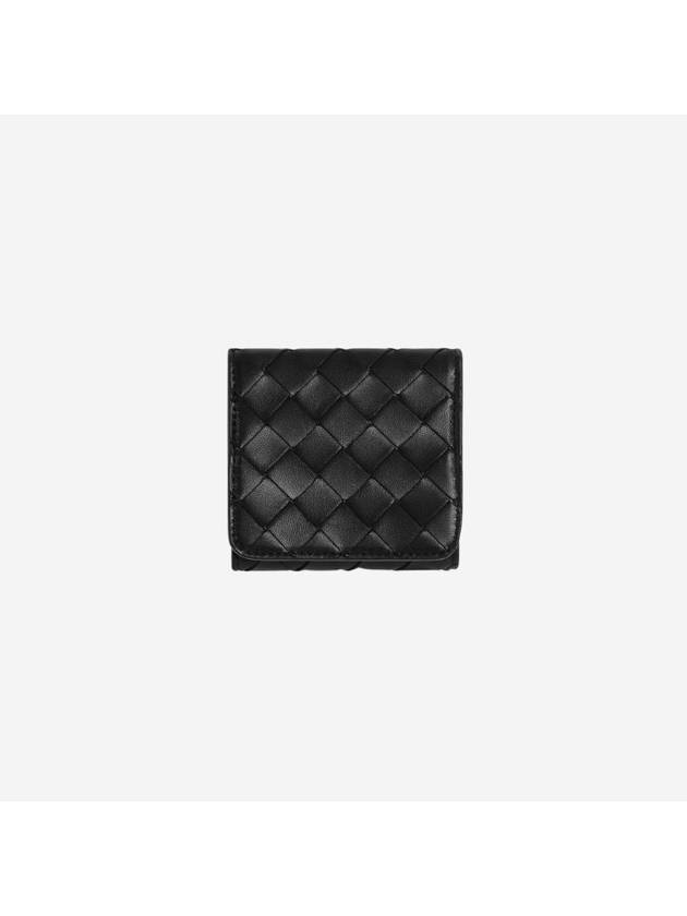 Bottega Veneta Intrecciato Tri-Fold Card Wallet Black