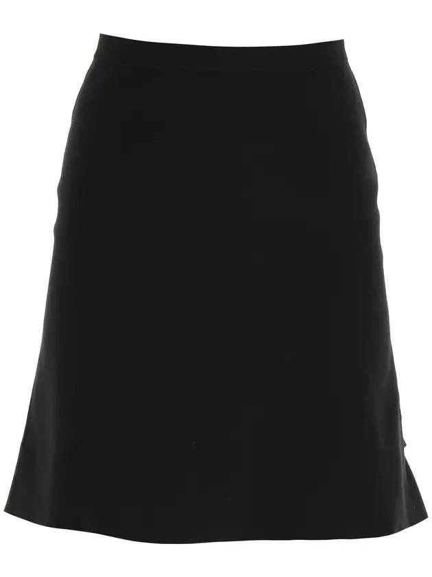 Bottega Veneta Ruffle Wool A-Line Skirt Black