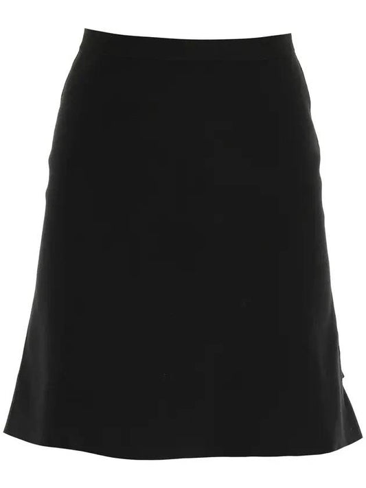 Bottega Veneta Ruffle Wool A-Line Skirt Black