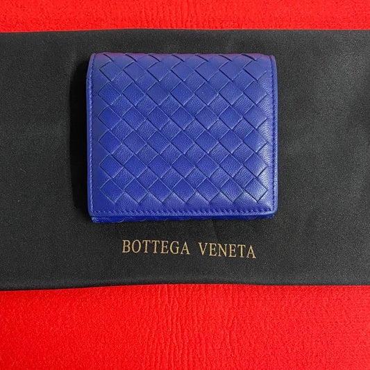 Bottega Veneta Leather Trifold Mini Wallet Blue