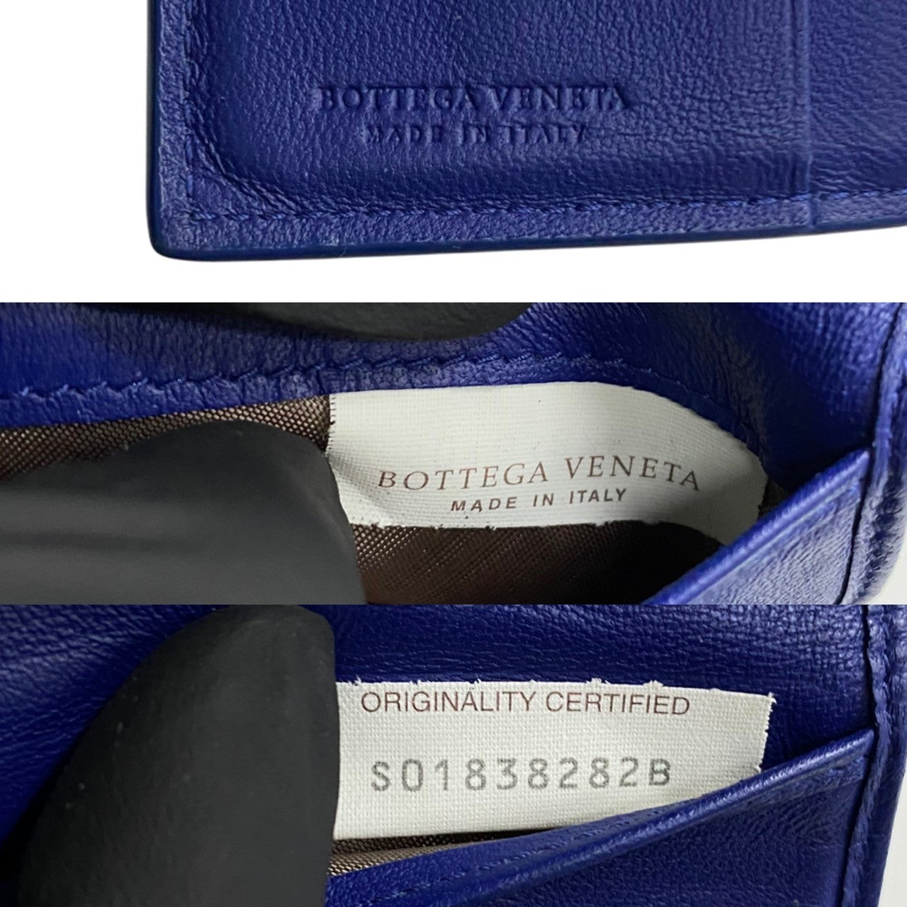 Bottega Veneta Leather Trifold Mini Wallet Blue