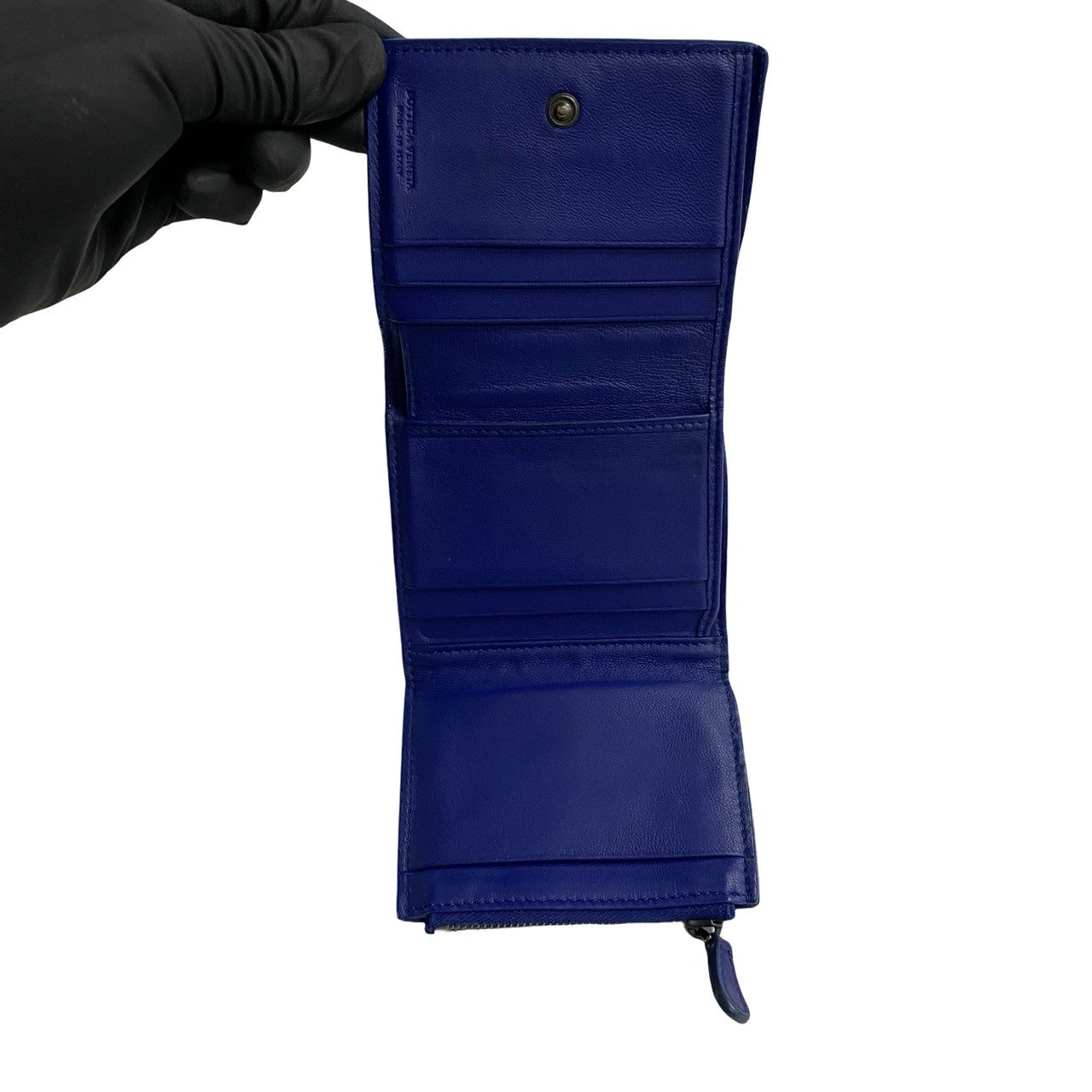 Bottega Veneta Leather Trifold Mini Wallet Blue