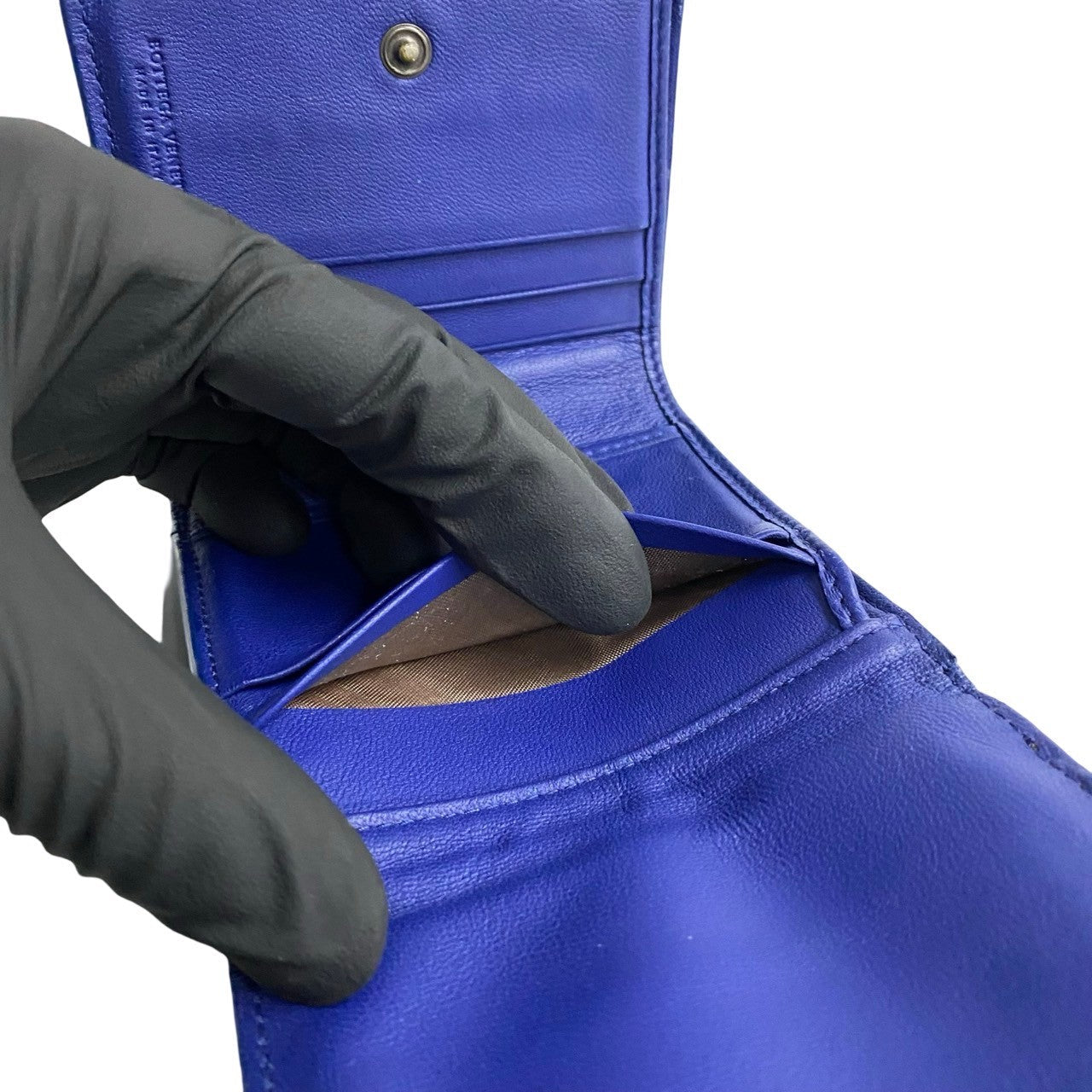 Bottega Veneta Leather Trifold Mini Wallet Blue