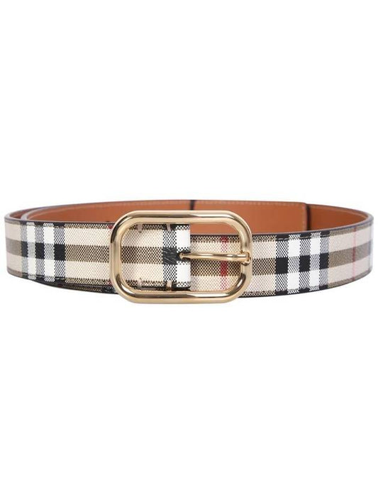 Burberry Check Leather Belt Beige
