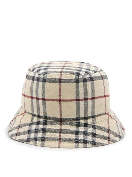 Burberry Stone Check Cotton Bucket Hat Beige