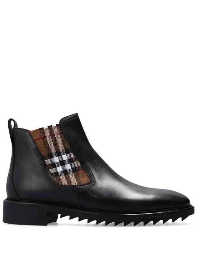 Burberry Men's Vintage Check Panel Chelsea Boots Black