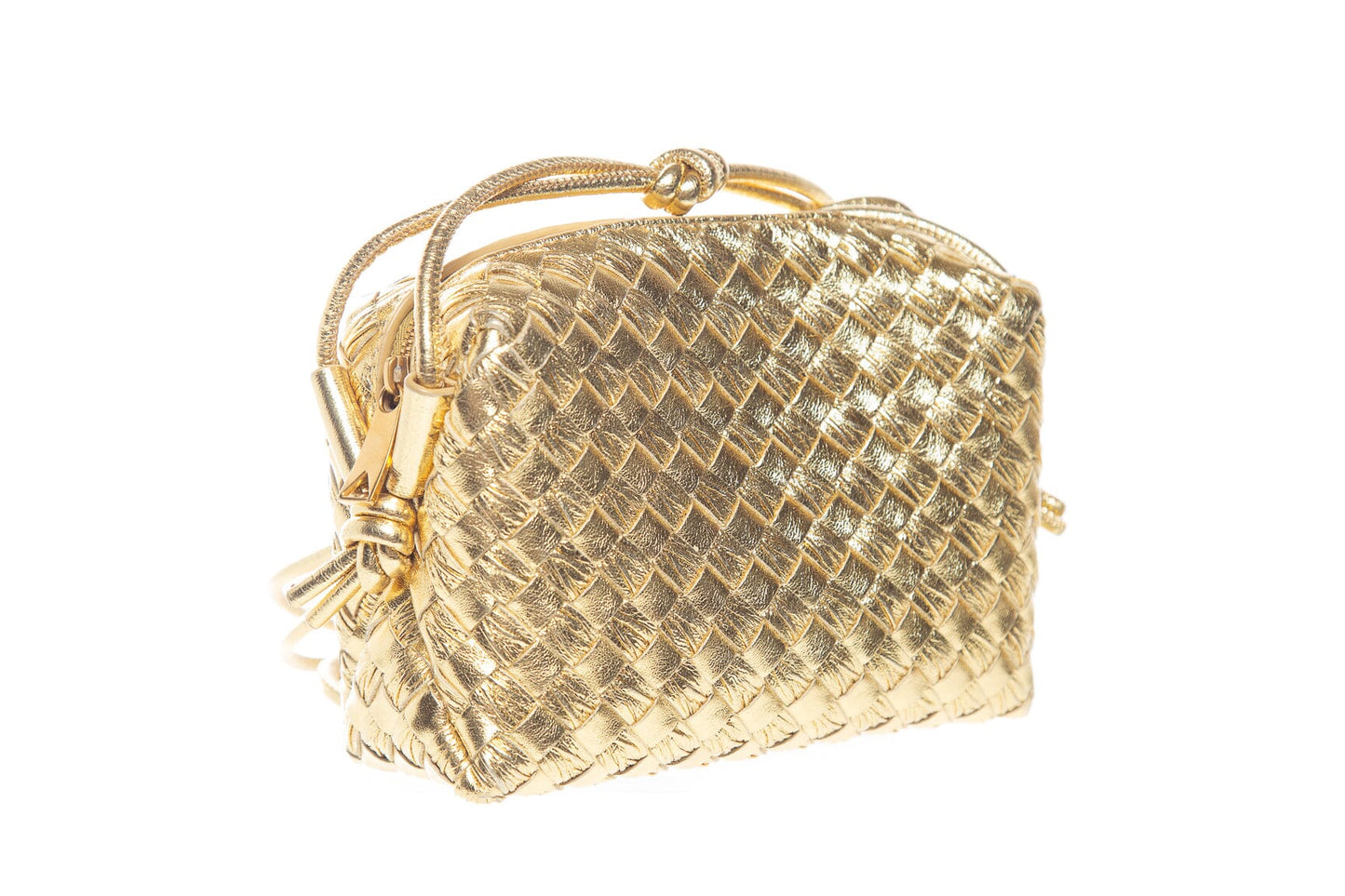 Bottega Veneta Gold Metallic Cross-Body