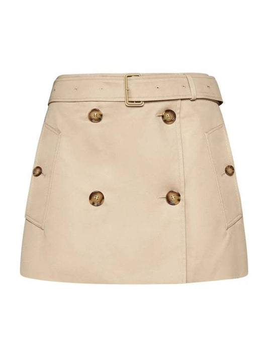 Burberry Women's Cotton Gabardine Mini Trench A-Line Skirt Beige