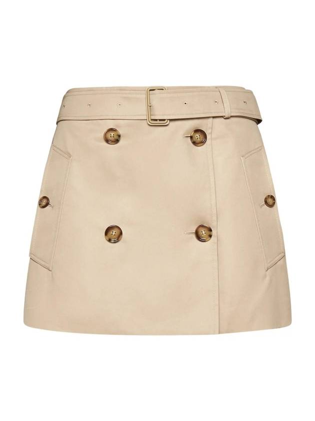 Burberry Women's Cotton Gabardine Mini Trench A-Line Skirt Beige