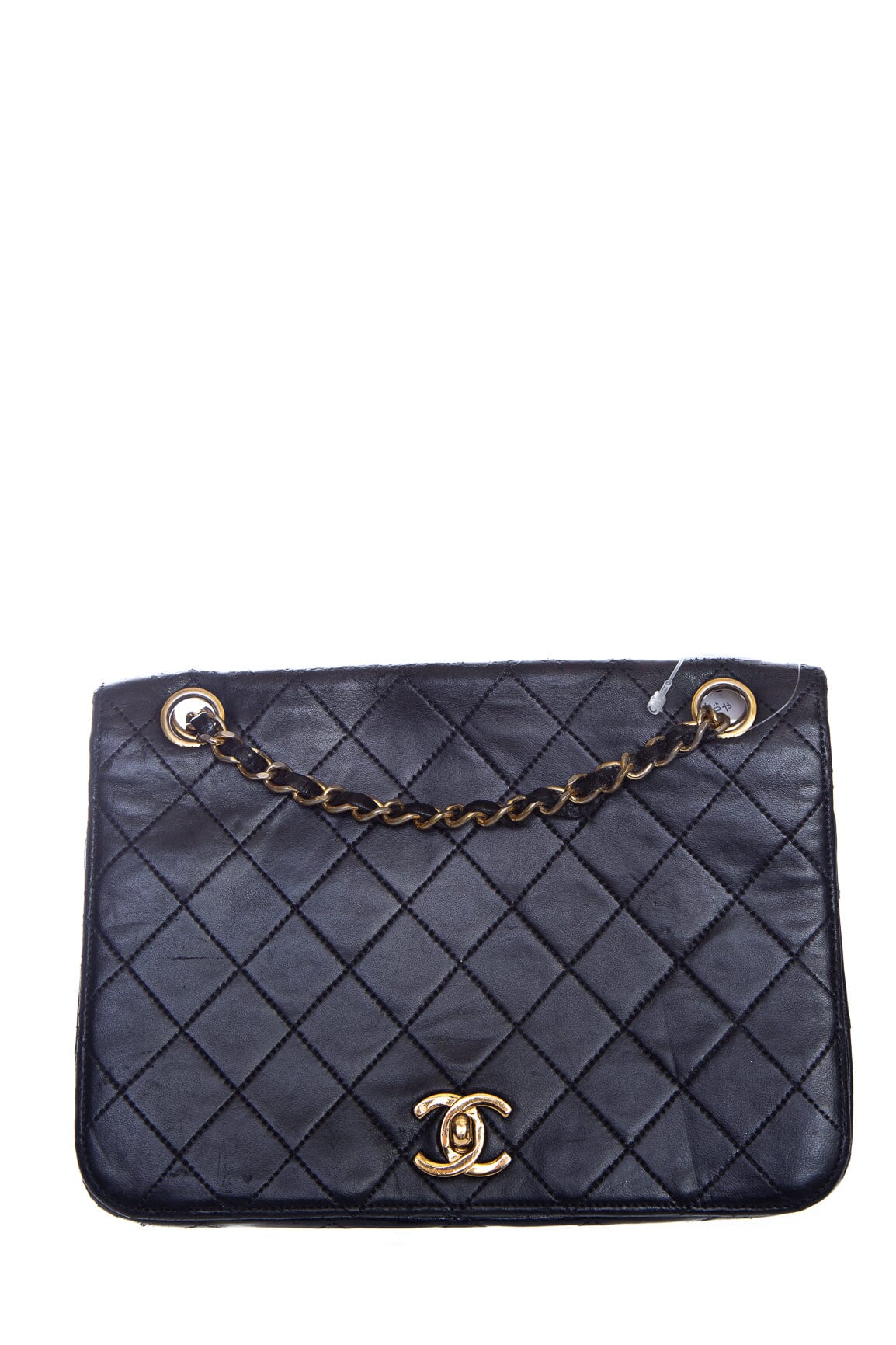 Chanel Vintage Black Lambskin Quilted Flap Handbag