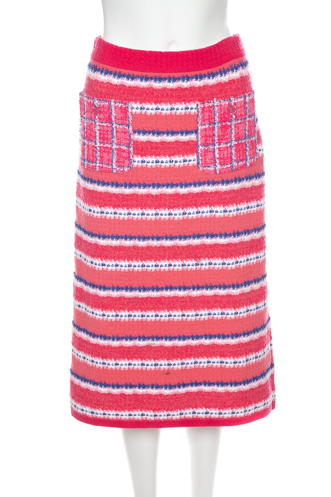 Chanel Pink and Multicolor Striped Knee Length Skirt SZ 40