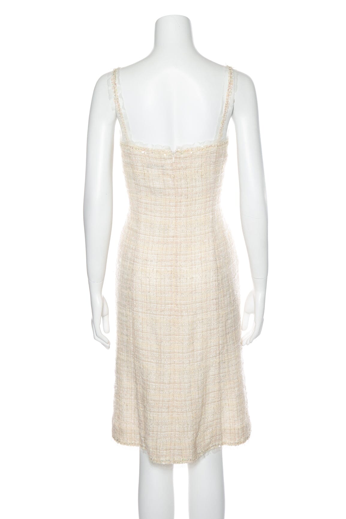 Chanel 2006 Cruise Collection Cream Sequins Trimmed Dress SZ 42