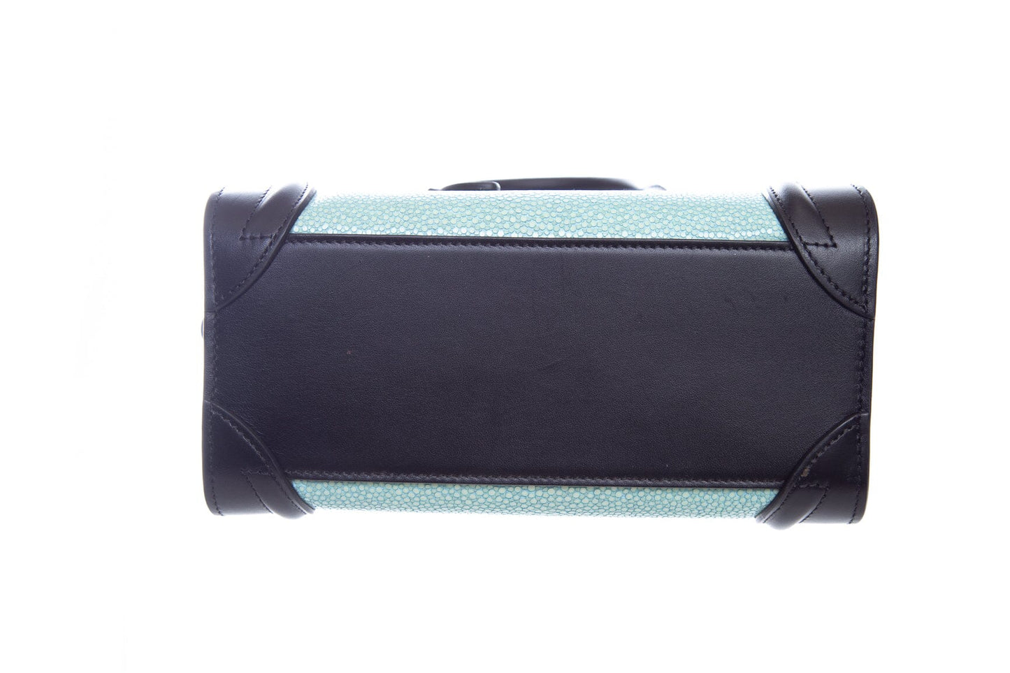 Celine Blue and Black Stingray Nano Luggage Handbag