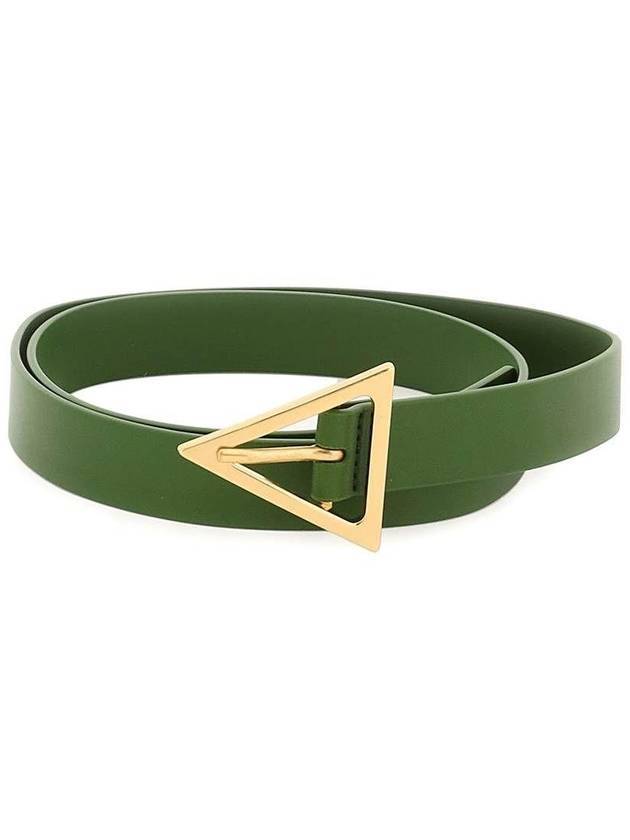 Bottega Veneta Triangle Buckle Leather Belt Green