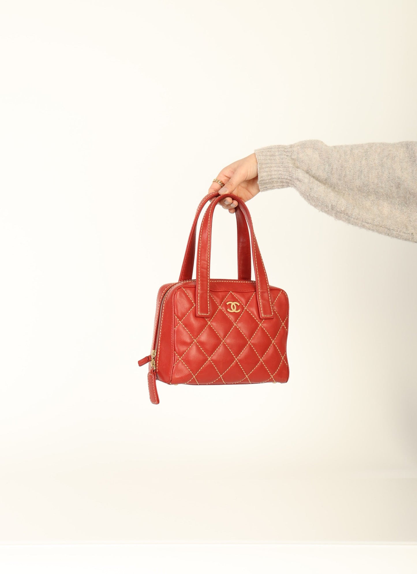 Chanel Calfskin Wild Stich Bowler Bag