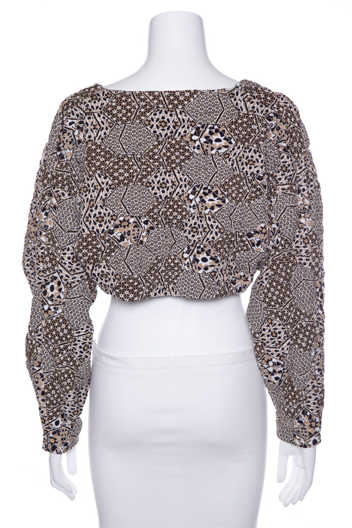 Chanel Black and Gold Cotton Print Cropped Jacket SZ 40