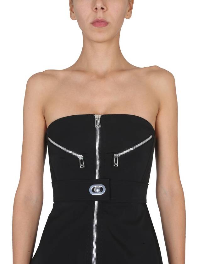 Bottega Veneta Bustier Nylon Zipper Short Dress Black