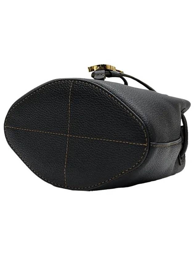 Burberry Mini Grainy Leather TB Bucket Bag Black