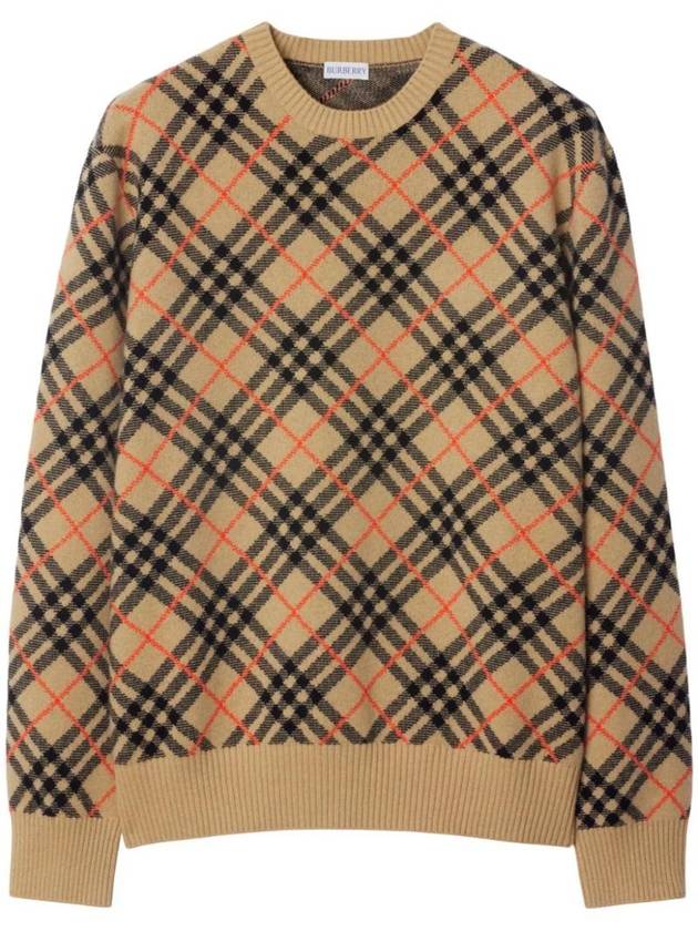 Burberry Check Cashmere Knit Top Sand