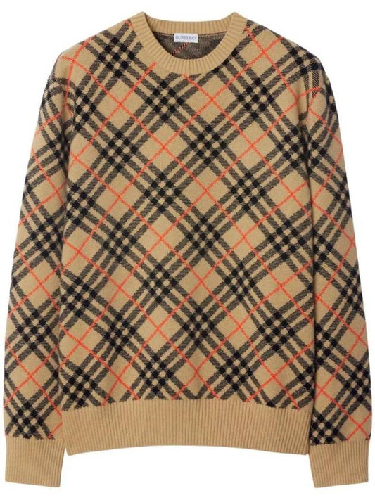 Burberry Check Cashmere Knit Top Sand