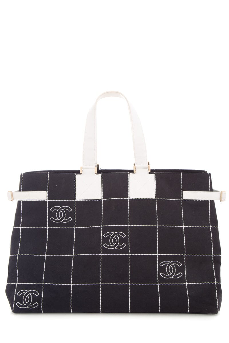 Chanel CC Canvas Black Quilt Large Tote