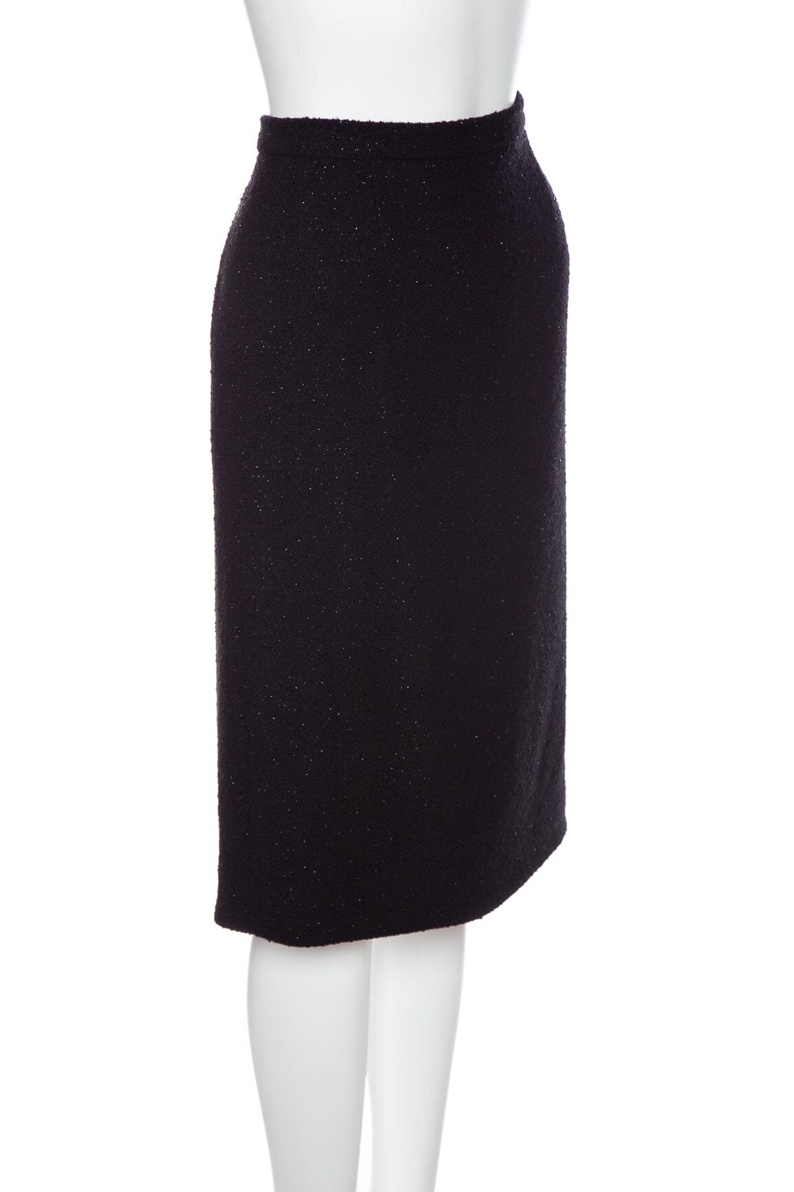 Chanel Vintage 1993 Autumn Black Glitter Detail Skirt SZ 46